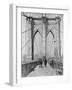 New York and Brooklyn Bridge; (People Standing and Walking On) Manhattan Tower-George P. Hall-Framed Photographic Print