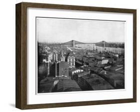 New York and the Brooklyn Bridge, Late 19th Century-John L Stoddard-Framed Giclee Print