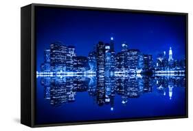 New York at Night with Blue Hue-Evgeny_D-Framed Stretched Canvas