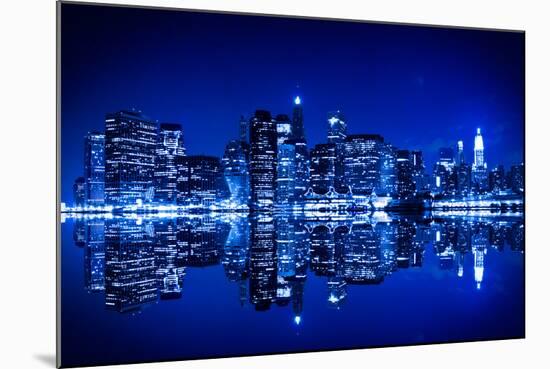 New York at Night with Blue Hue-Evgeny_D-Mounted Photographic Print