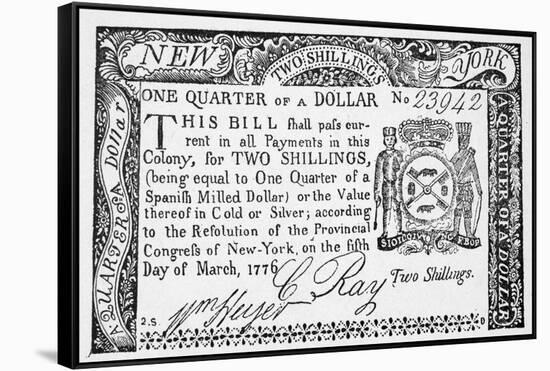 New York Banknote, 1776-null-Framed Stretched Canvas