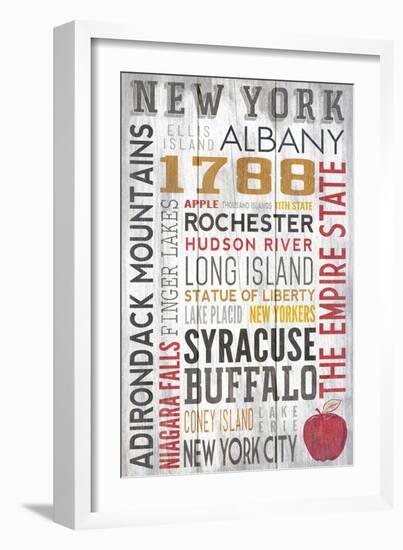 New York - Barnwood Typography-Lantern Press-Framed Art Print