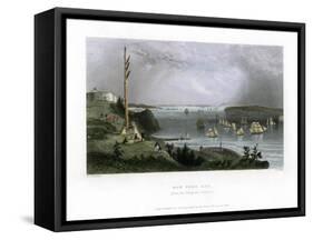 New York Bay as Seen from the Telegraph Station, USA, 1838-R Wallis-Framed Stretched Canvas