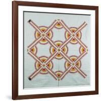 New York Beauty Coverlet, American, Pieced, Quilted and Appliqued Cotton, Circa 1870-null-Framed Giclee Print