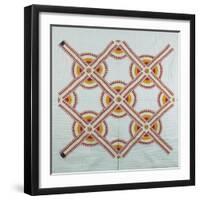 New York Beauty Coverlet, American, Pieced, Quilted and Appliqued Cotton, Circa 1870-null-Framed Giclee Print