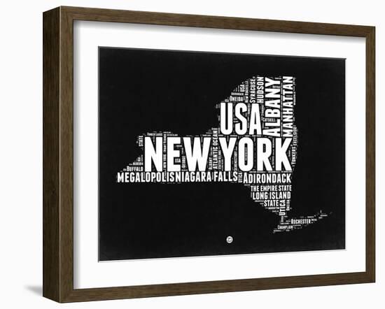 New York Black and White Map-NaxArt-Framed Art Print