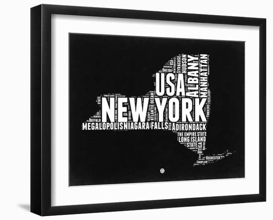 New York Black and White Map-NaxArt-Framed Art Print