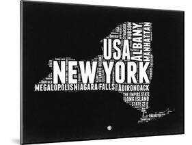 New York Black and White Map-NaxArt-Mounted Art Print
