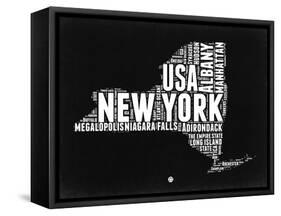 New York Black and White Map-NaxArt-Framed Stretched Canvas