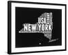 New York Black and White Map-NaxArt-Framed Art Print