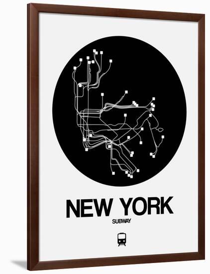 New York Black Subway Map-NaxArt-Framed Art Print