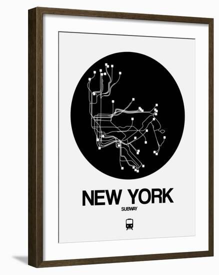 New York Black Subway Map-NaxArt-Framed Art Print