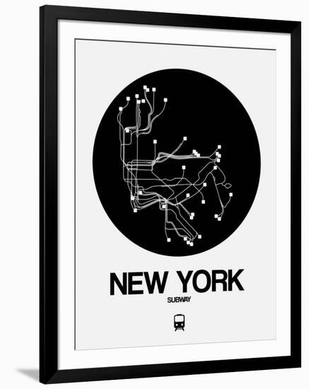 New York Black Subway Map-NaxArt-Framed Art Print