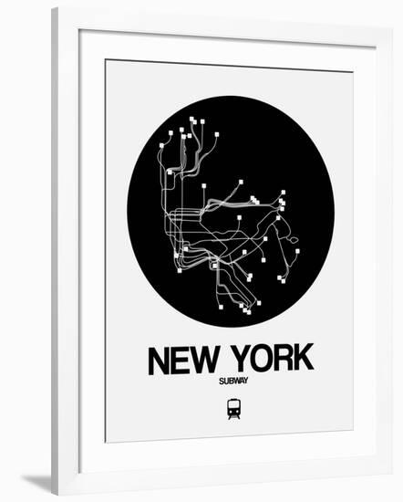 New York Black Subway Map-NaxArt-Framed Art Print