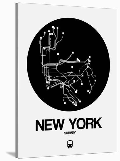 New York Black Subway Map-NaxArt-Stretched Canvas