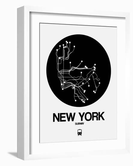 New York Black Subway Map-NaxArt-Framed Art Print