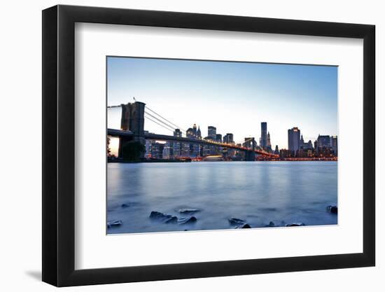 New York, Brooklyn Bridge and Lower Manhattan-Skaya-Framed Photographic Print