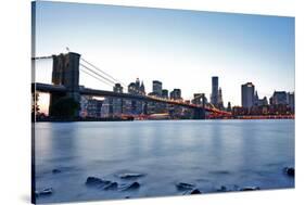 New York, Brooklyn Bridge and Lower Manhattan-Skaya-Stretched Canvas