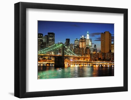 New York Brooklyn Bridge Dusk-null-Framed Art Print