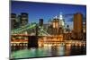 New York Brooklyn Bridge Dusk-null-Mounted Art Print