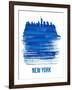 New York Brush Stroke Skyline - Blue-NaxArt-Framed Art Print