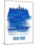 New York Brush Stroke Skyline - Blue-NaxArt-Mounted Art Print