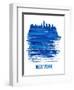 New York Brush Stroke Skyline - Blue-NaxArt-Framed Art Print