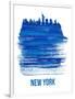 New York Brush Stroke Skyline - Blue-NaxArt-Framed Art Print