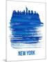 New York Brush Stroke Skyline - Blue-NaxArt-Mounted Art Print