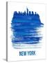 New York Brush Stroke Skyline - Blue-NaxArt-Stretched Canvas