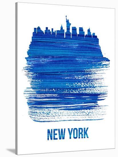 New York Brush Stroke Skyline - Blue-NaxArt-Stretched Canvas