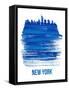 New York Brush Stroke Skyline - Blue-NaxArt-Framed Stretched Canvas