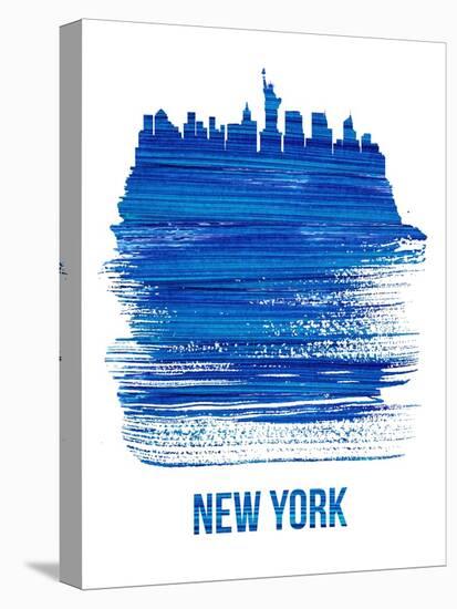 New York Brush Stroke Skyline - Blue-NaxArt-Stretched Canvas