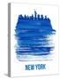 New York Brush Stroke Skyline - Blue-NaxArt-Stretched Canvas