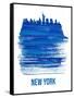 New York Brush Stroke Skyline - Blue-NaxArt-Framed Stretched Canvas