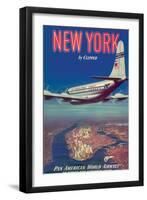 New York by Clipper - Pan American World Airways, Vintage Airline Travel Poster, 1950-Pacifica Island Art-Framed Art Print