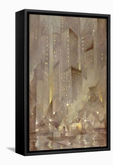 New York by Night, C.1922-Christopher Richard Wynne Nevinson-Framed Stretched Canvas