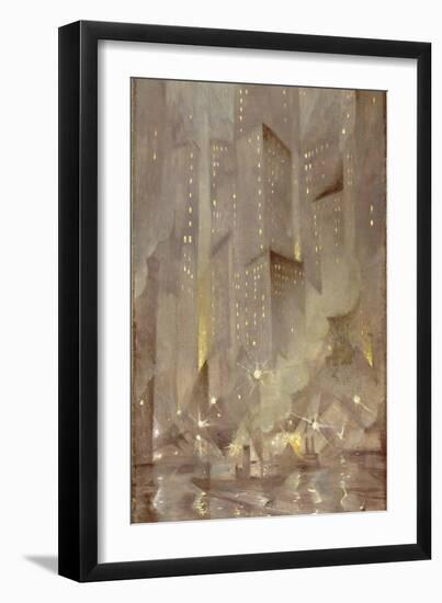 New York by Night, C.1922-Christopher Richard Wynne Nevinson-Framed Giclee Print