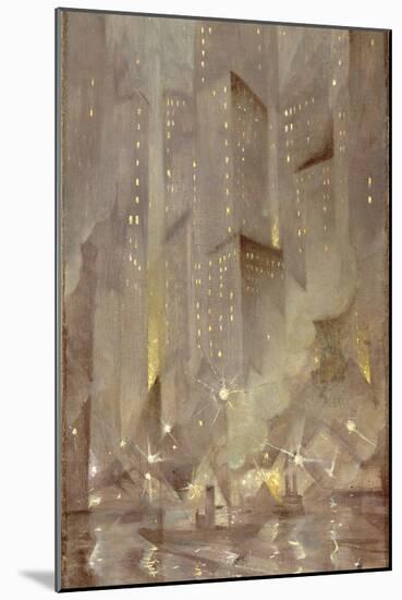 New York by Night, C.1922-Christopher Richard Wynne Nevinson-Mounted Giclee Print