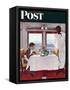 "New York Central Diner" Saturday Evening Post Cover, December 7,1946-Norman Rockwell-Framed Stretched Canvas