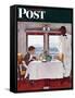 "New York Central Diner" Saturday Evening Post Cover, December 7,1946-Norman Rockwell-Framed Stretched Canvas