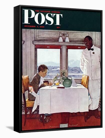 "New York Central Diner" Saturday Evening Post Cover, December 7,1946-Norman Rockwell-Framed Stretched Canvas