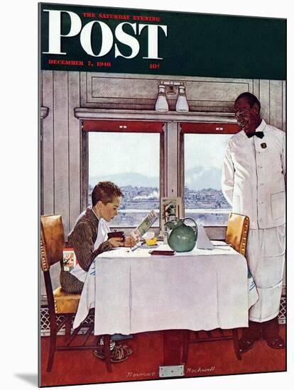 "New York Central Diner" Saturday Evening Post Cover, December 7,1946-Norman Rockwell-Mounted Giclee Print