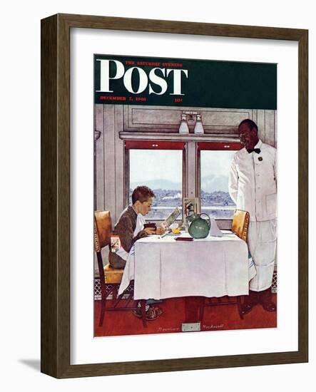 "New York Central Diner" Saturday Evening Post Cover, December 7,1946-Norman Rockwell-Framed Giclee Print