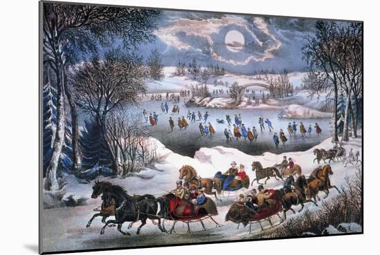 New York: Central Park-Currier & Ives-Mounted Giclee Print