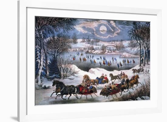 New York: Central Park-Currier & Ives-Framed Giclee Print