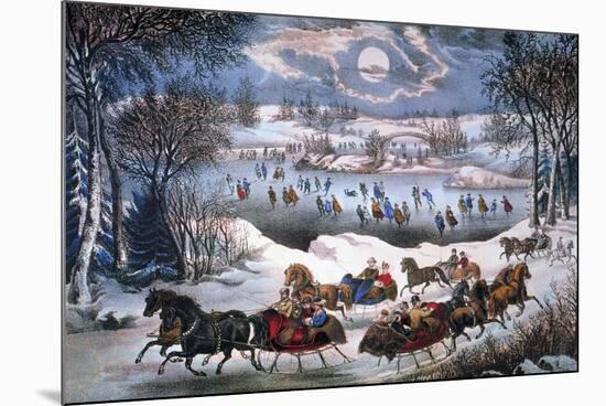 New York: Central Park-Currier & Ives-Mounted Giclee Print