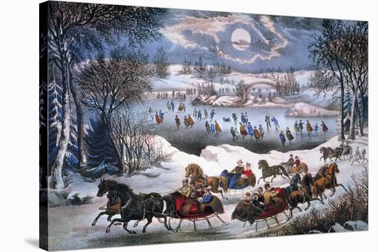 New York: Central Park-Currier & Ives-Stretched Canvas