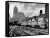 New York Central Passenger Train with a Streamlined Locomotive Leaving Chicago Station-Andreas Feininger-Framed Stretched Canvas