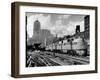 New York Central Passenger Train with a Streamlined Locomotive Leaving Chicago Station-Andreas Feininger-Framed Premium Photographic Print